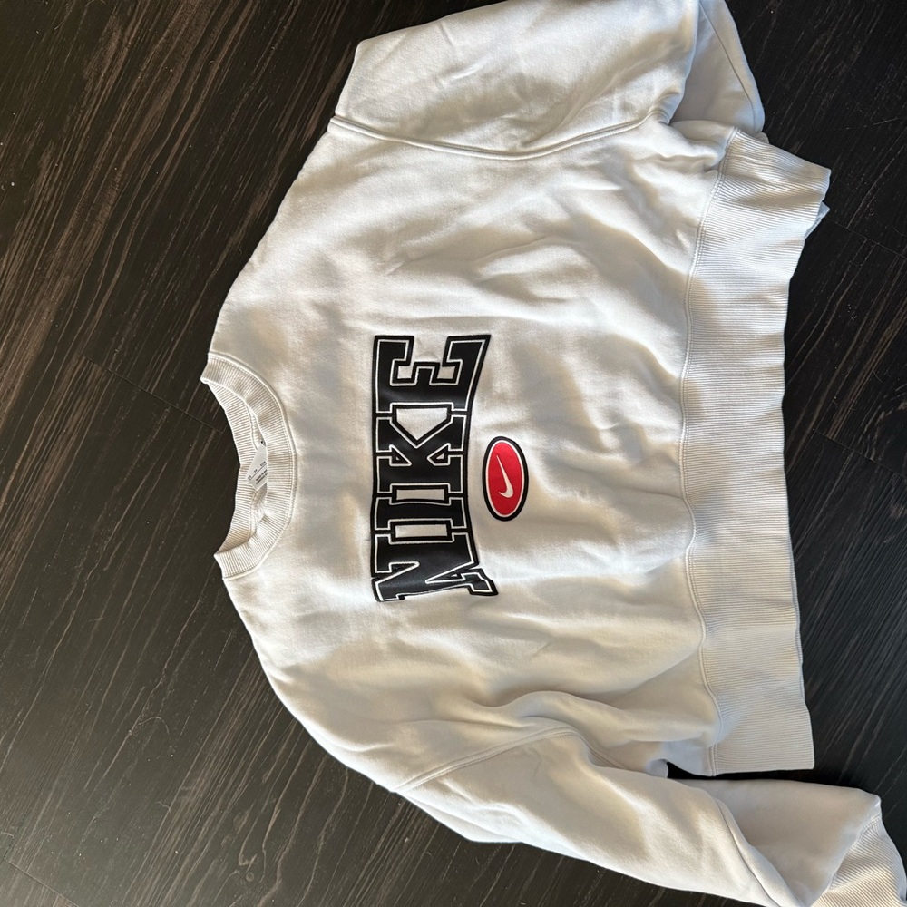 Nike White Sweatshirt with Black and Red Accents